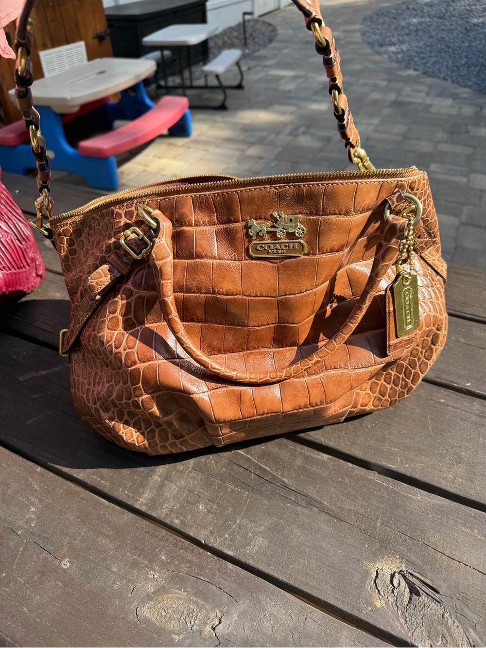 Coach Madison Croc-embossed Leather Shoulder Bag